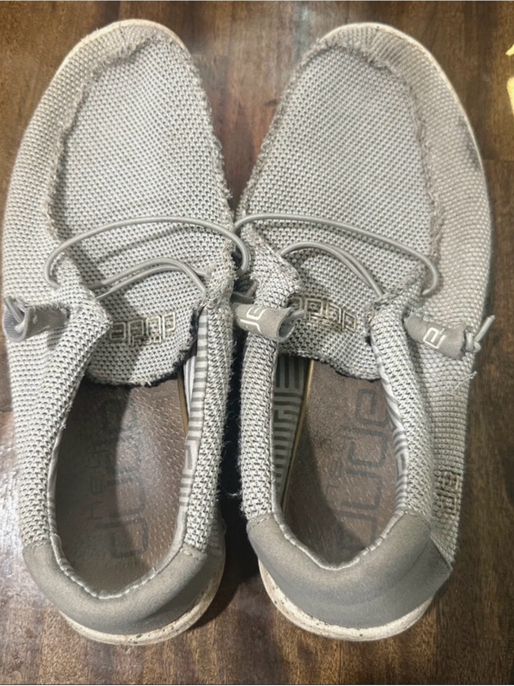 Hey Dude Men’s Light Gray Knit Slip-On Loafers